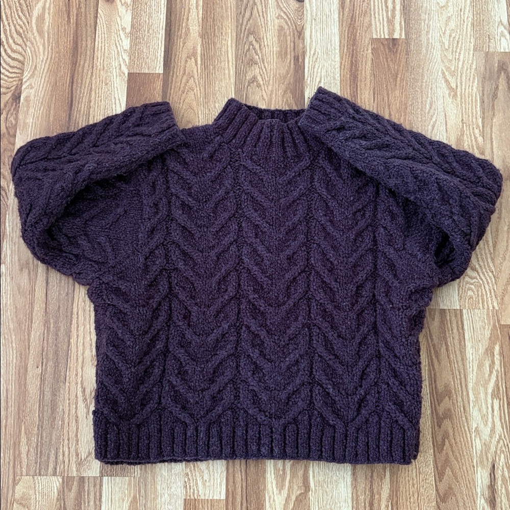 Peruvian Connection wool cable knit funnelneck Sw… - image 1